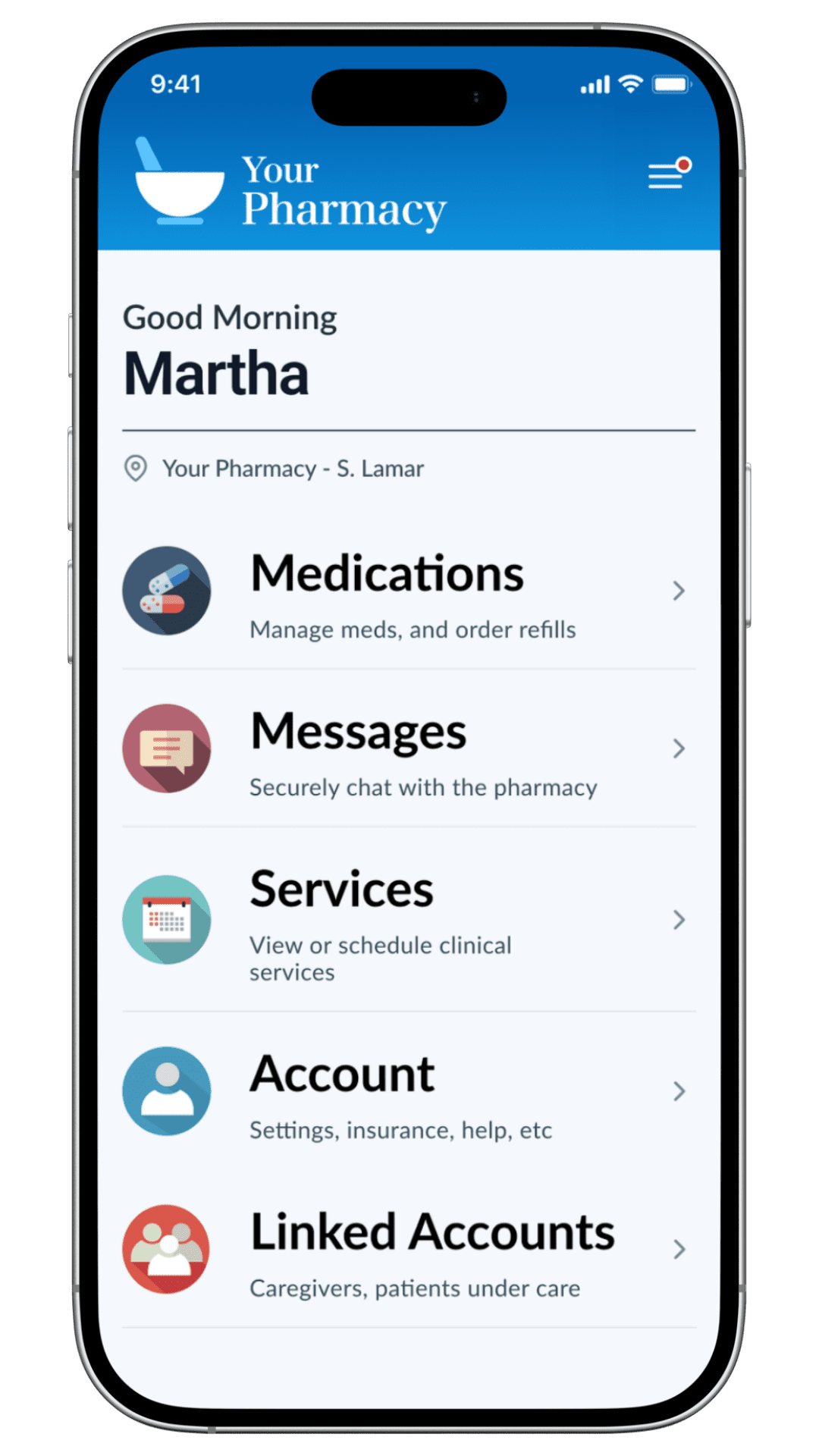 Patient Portal screen for requesting prescription refills